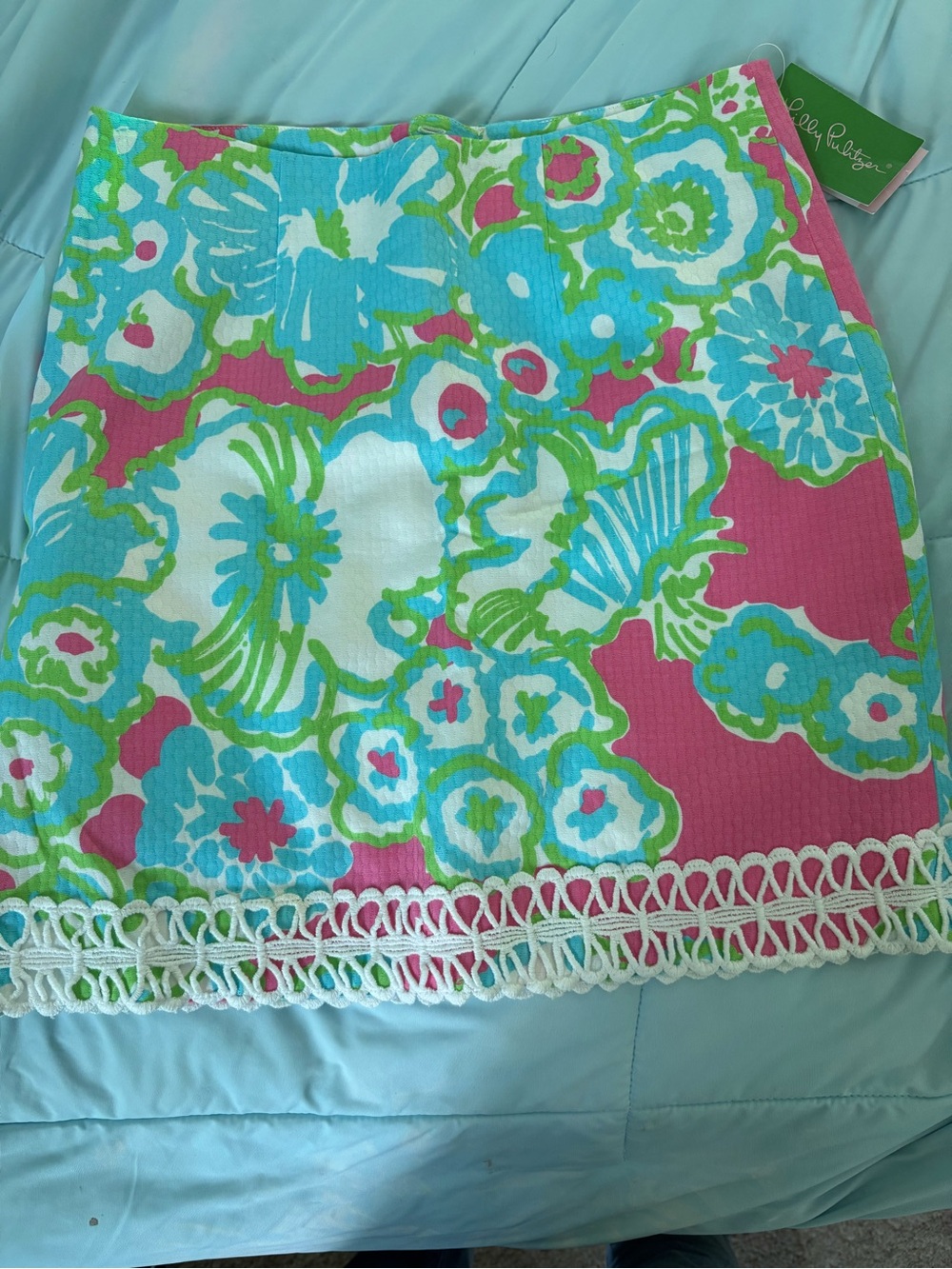 Lilly Pulitzer Pink Floral Lace-Hem Skirt 2